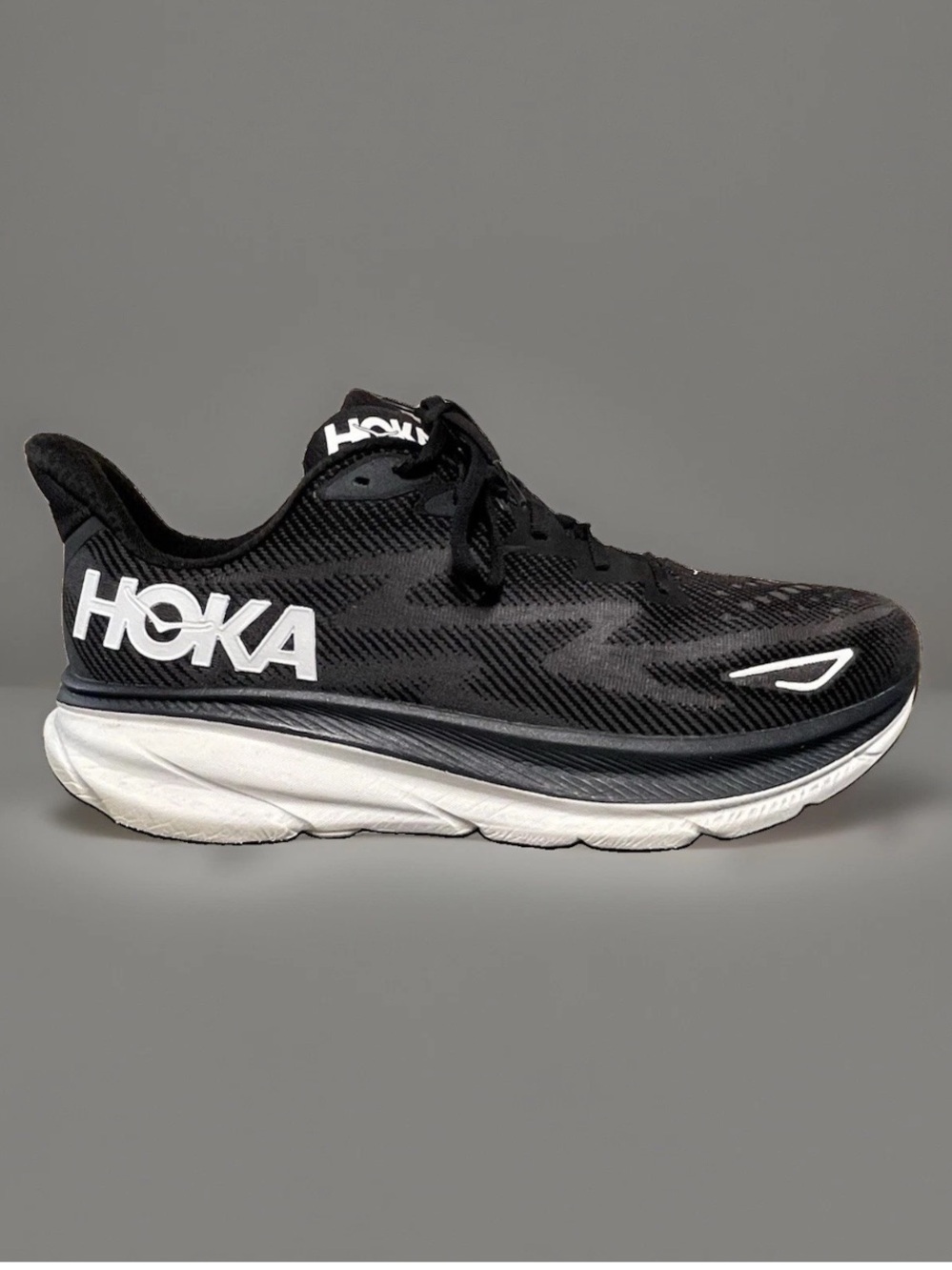 Hoka One One Clifton 9 Men's Black /White Running Shoes Size 14D